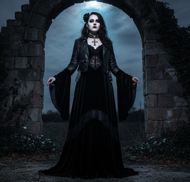 Woman wearing gothic dress