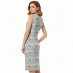 Boatneck Print Bodycon Shift Dress