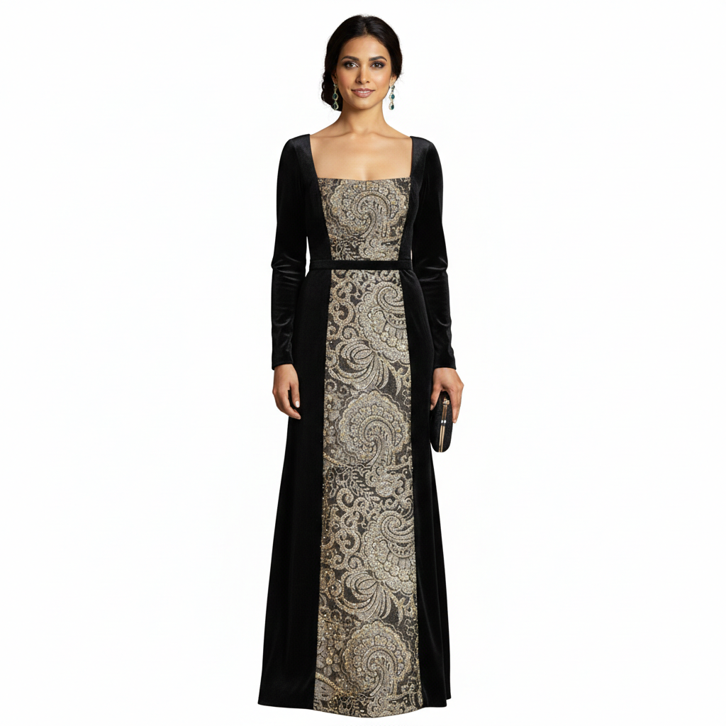 Vestido de terciopelo con encaje