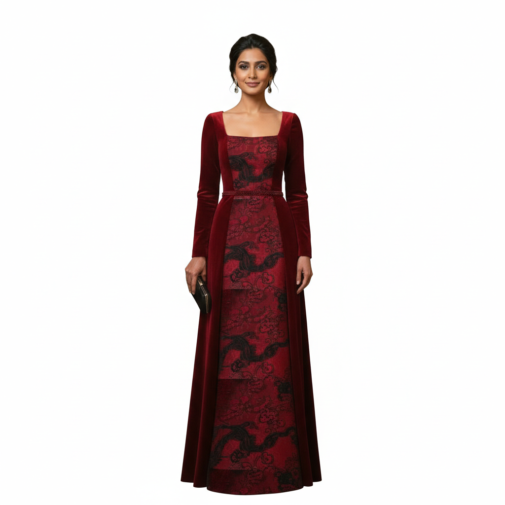 Vestido de terciopelo con encaje