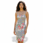 Floral Brocade Satin Print Shift Dress