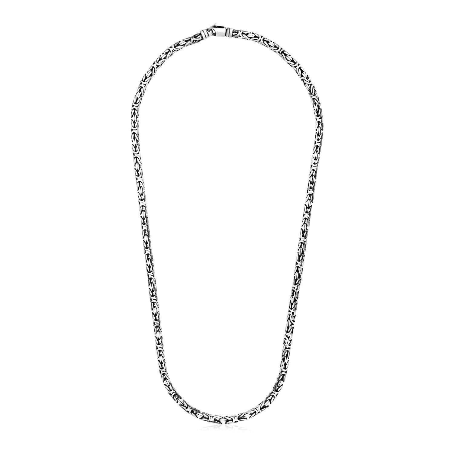 925 Sterling Silver Gunmetal Finish Byzantine Chain Necklace
