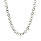Sterling Silver Rhodium Plated Rolo Chain Necklace with a Heart Toggle Charm (6mm)