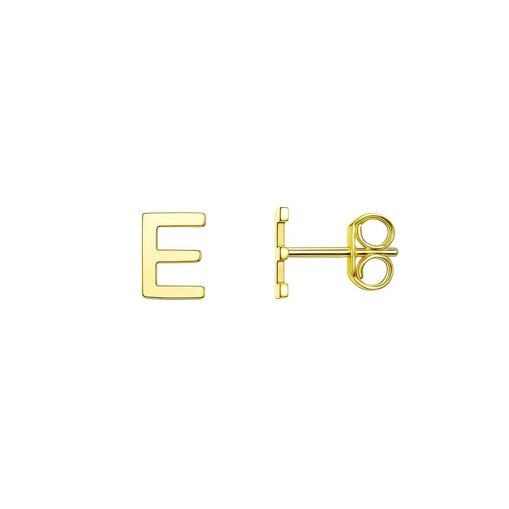 14K Yellow Gold Yours Truly Initial E Stud Earrings