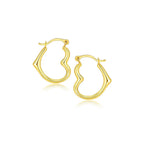 10k Yellow Gold Heart Hoop Earrings
