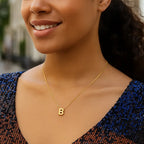 14K Yellow Gold Yours Truly Block Letter Initial B Necklace