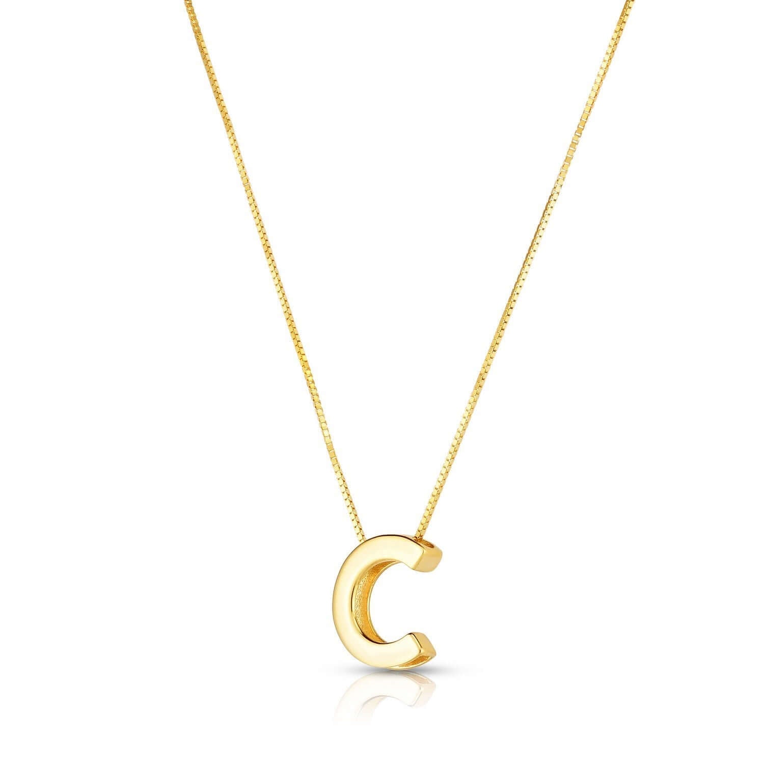 14K Yellow Gold Yours Truly Block Letter Initial C Necklace