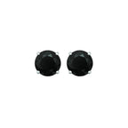 14k White Gold Stud Earrings with Black Faceted Cubic Zirconia(6mm)