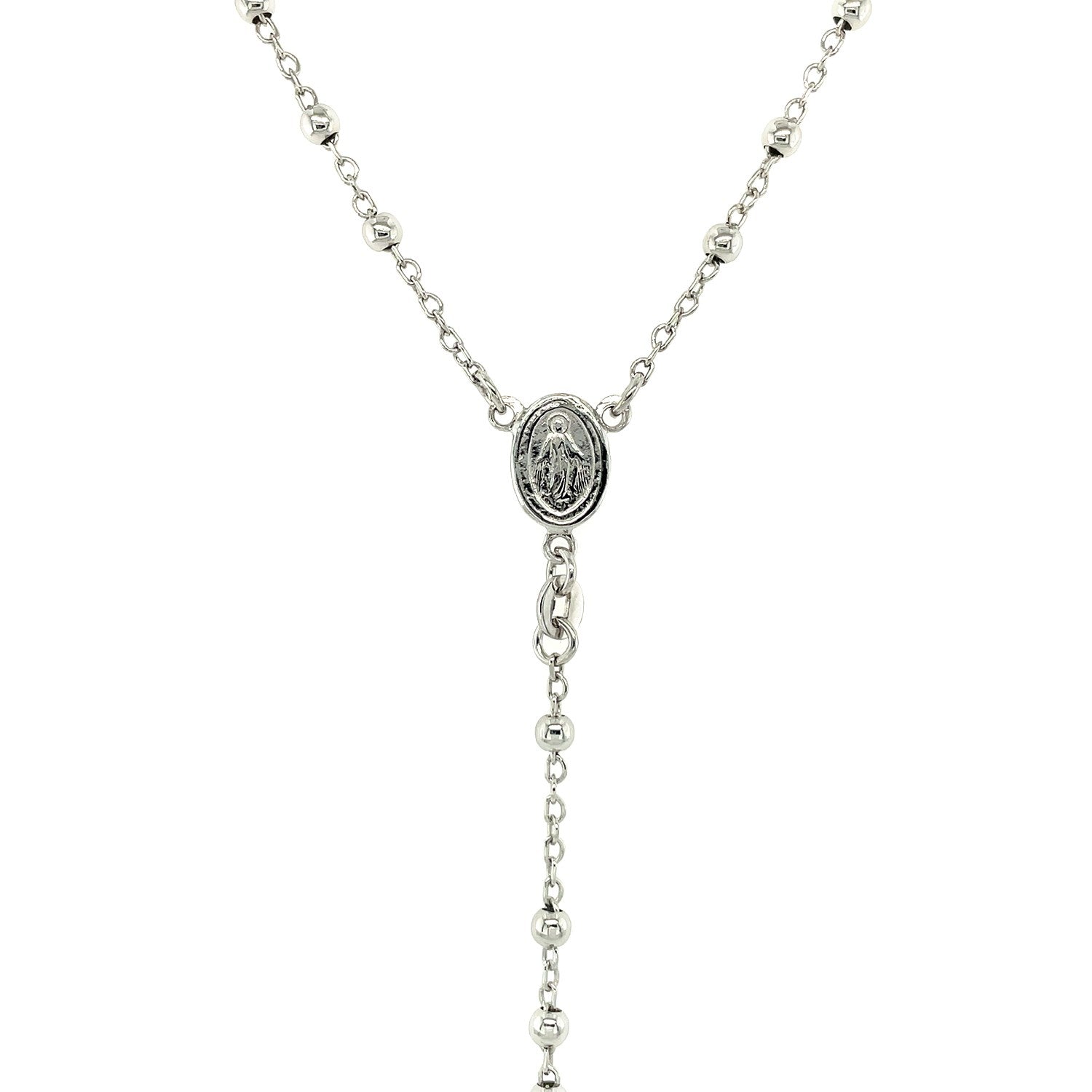 Fine Rosary Chain and Bead Necklace in 925 Sterling Silver