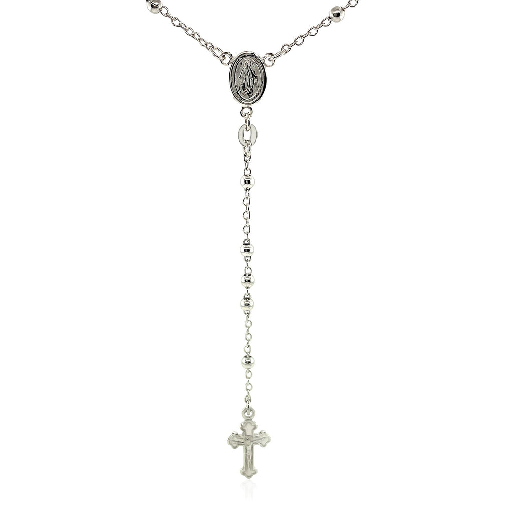Fine Rosary Chain and Bead Necklace in 925 Sterling Silver