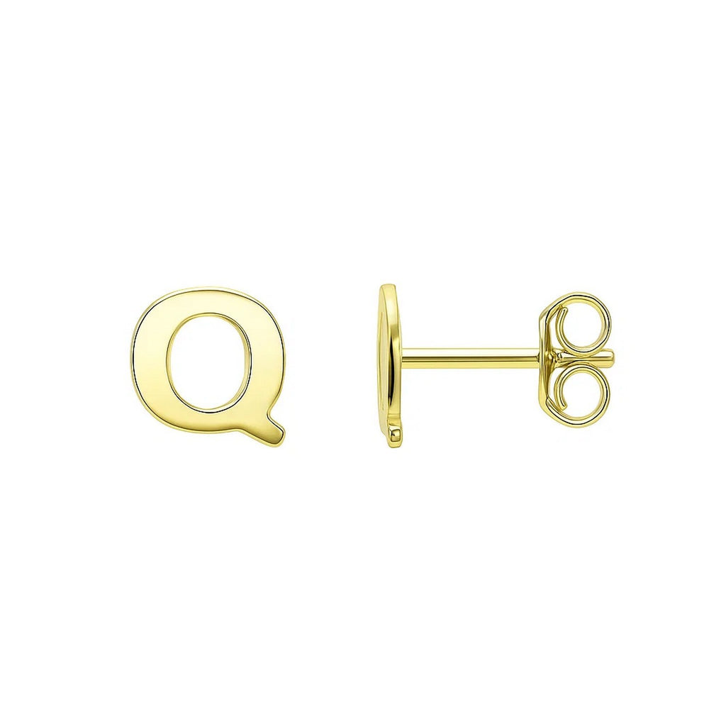 14K Yellow Gold Yours Truly Initial Q Stud Earrings