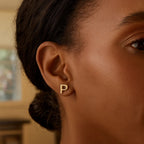 14K Yellow Gold Yours Truly Initial P Stud Earrings