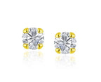 14k Yellow Gold Stud Earrings with Faceted White Cubic Zirconia(2mm)