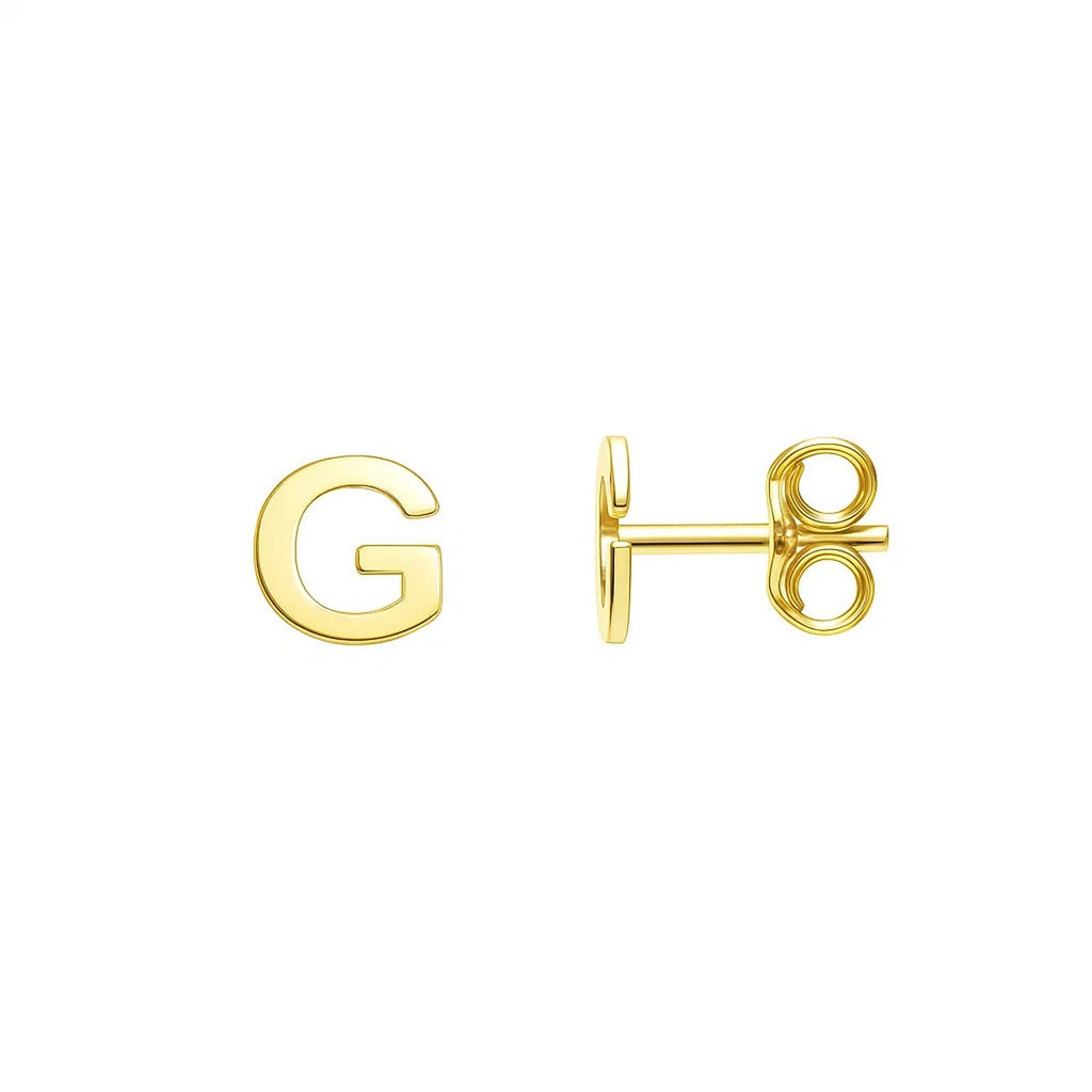 14K Yellow Gold Yours Truly Initial G Stud Earrings