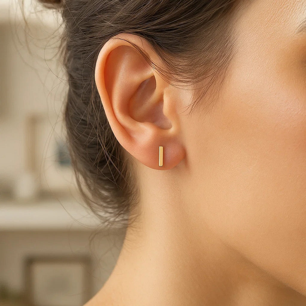 14K Yellow Gold Yours Truly Initial I Stud Earrings