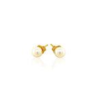 14k Yellow Gold Freshwater Cultured White Pearl Stud Earrings (4mm)