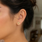 14K Yellow Gold Yours Truly Initial S Stud Earrings