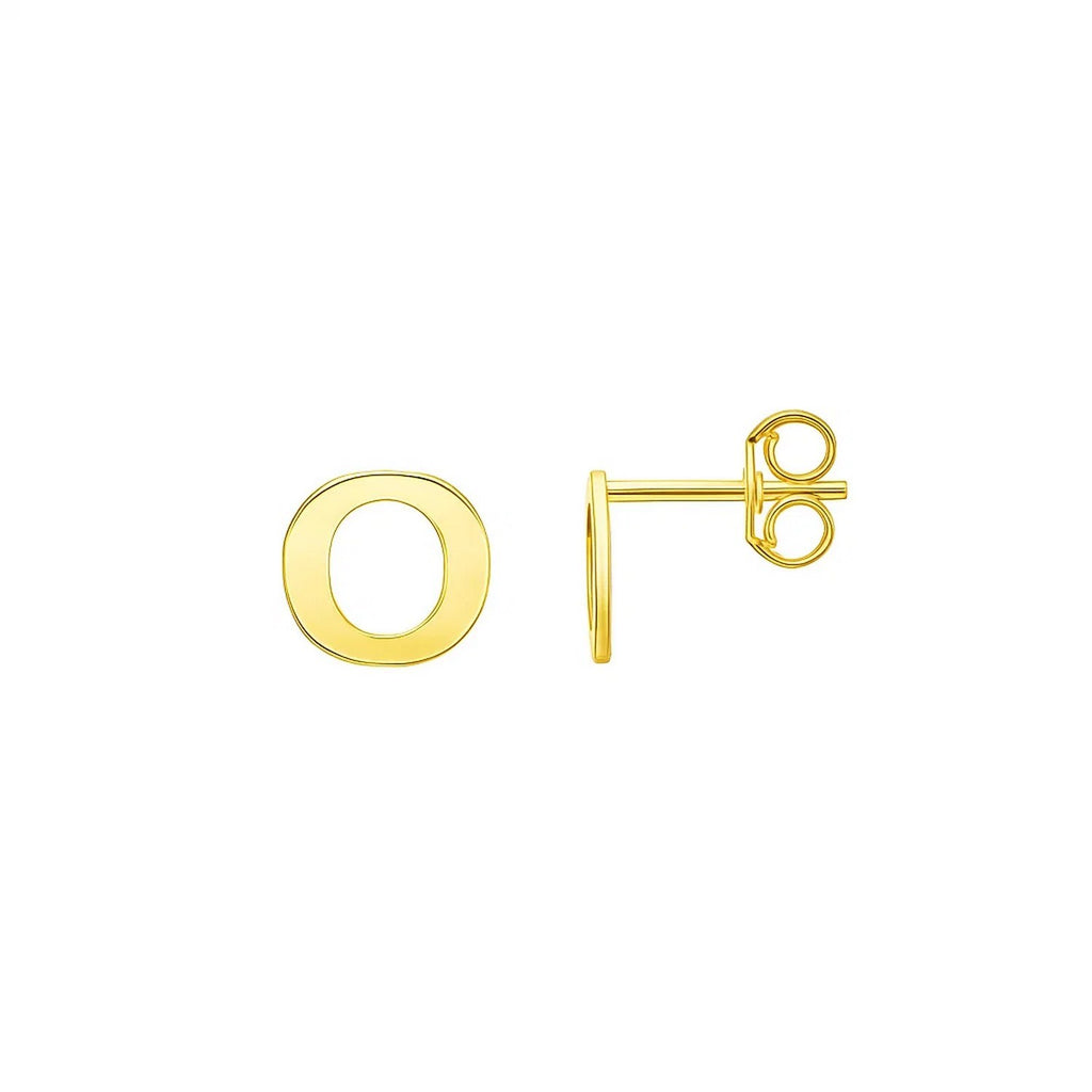 14K Yellow Gold Yours Truly Initial O Stud Earrings