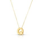 14K Yellow Gold Yours Truly Block Letter Initial Q Necklace